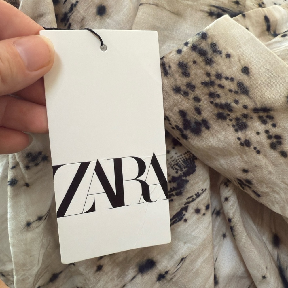 NWT $59 Zara Voluminous Printed Top Blouse Womens Small Sleeveless Cotton - Picture 6 of 11
